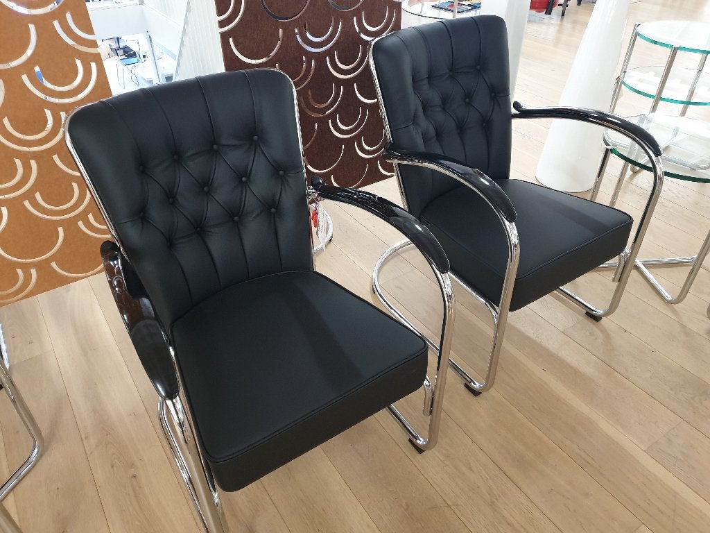 Gispen 412GE fauteuil zwart leer showmodel, Huis en Inrichting, Fauteuils, Ophalen, Gebruikt, 75 tot 100 cm, Leer