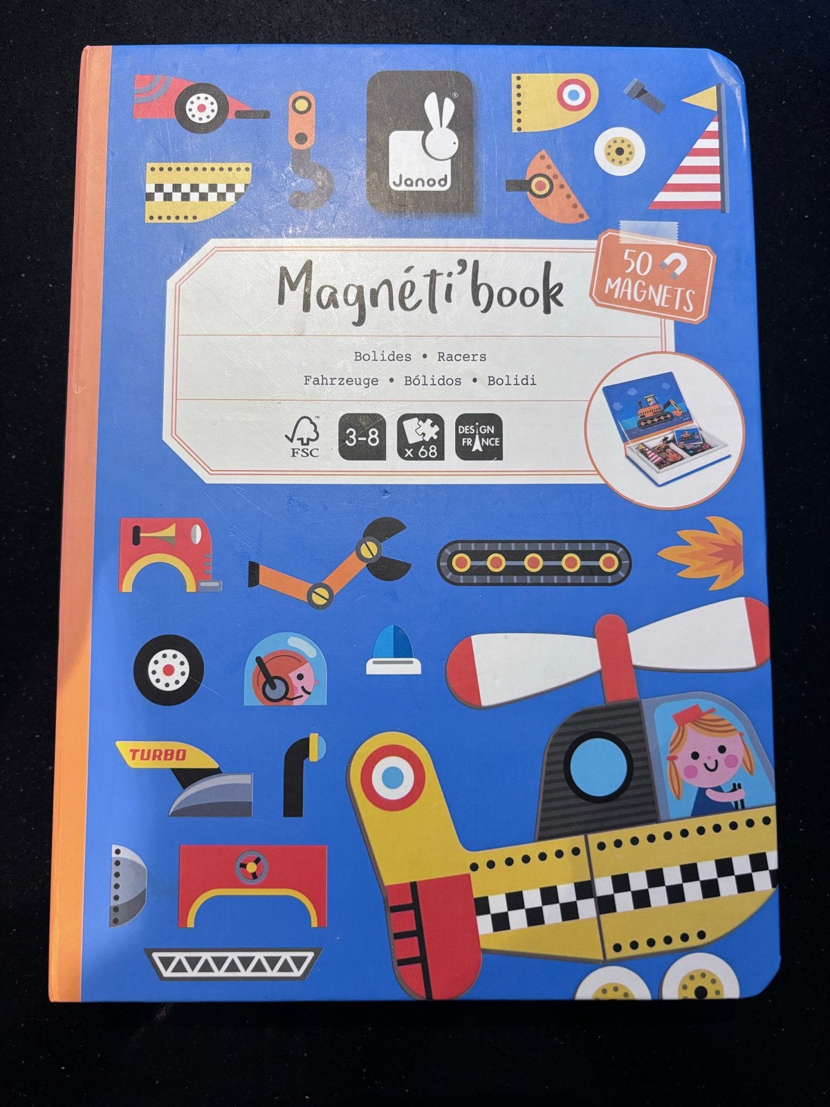 Janod Magnéti'book Racers - Magnetisch Boek 3-8 jaar, Ophalen of Verzenden, Zo goed als nieuw, Knutselen