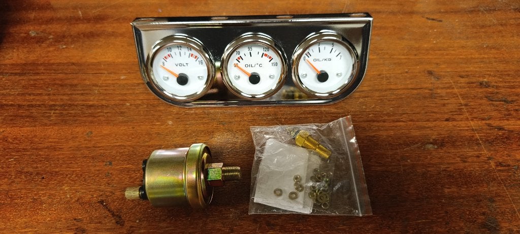 Meterhouder met volt, olietemp en oliedruk incl sensors, Ophalen of Verzenden