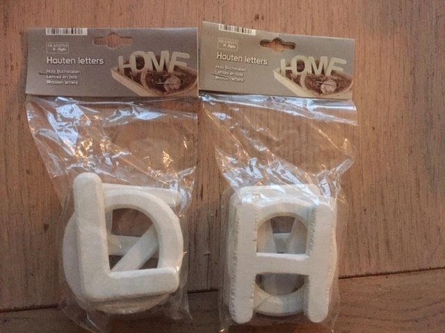 houten letters HOME -LOVE 8cm. hoog, Ophalen of Verzenden, Nieuw, Hout, Knutselmateriaal