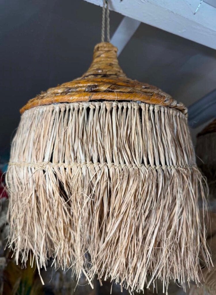 2 stuks hang lampen kap lampenkappen naturel d30 bali nieuw, Bruin, Natuurlijk materiaal, Rond, Nieuw