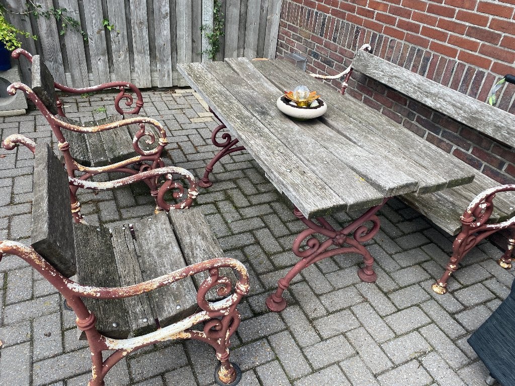 tuinset zwaar massief, Tuin en Terras, Tuinbanken, Ophalen of Verzenden, Gebruikt, Metaal