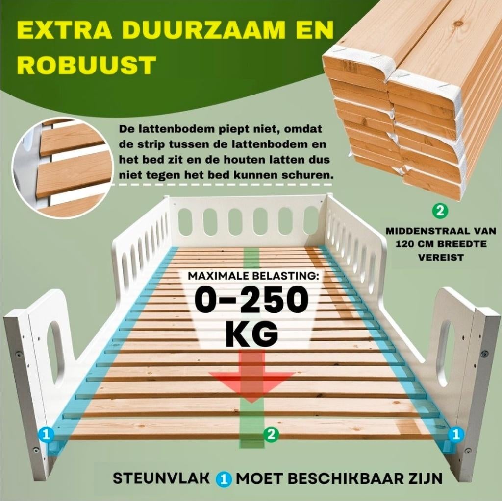 Oprolbare, massief houten lattenbodem 90x220 zgan 1 persoons, Huis en Inrichting, 90 cm, Eenpersoons, Ophalen of Verzenden, Zo goed als nieuw