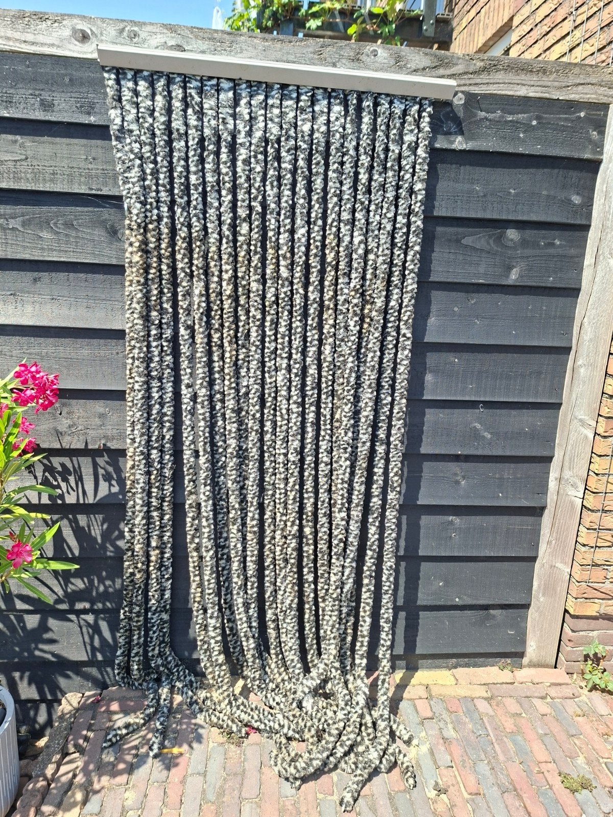 Vliegengordijn/kattenstaart zwart/wit - 87x215 cm, Doe-het-zelf en Verbouw, Deuren en Horren, Ophalen, Kunststof, Gebruikt, 80 tot 100 cm