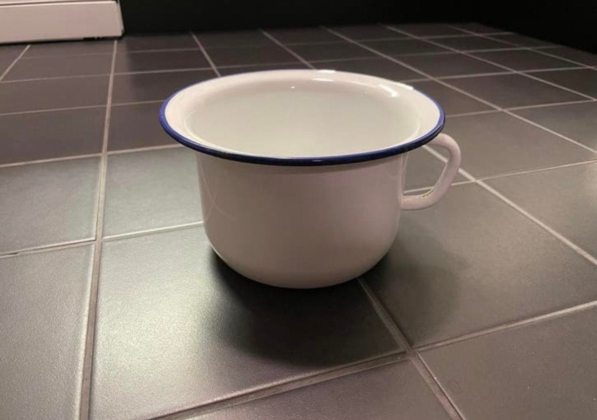 Vintage Witte Emaille Po /piespot - Klassiek Design, Ophalen of Verzenden