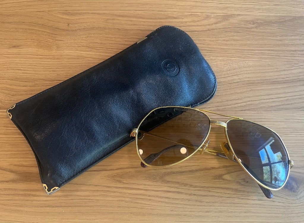 Vendôme Louis Cartier zonnebril met origineel hoesje, Overige merken, Gebruikt, Zonnebril, Bruin
