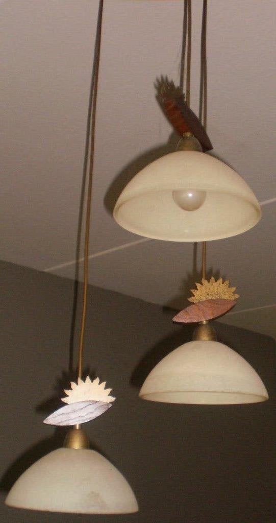 2 mooie hanglampen & 1 schemerlampje, Ophalen, Gebruikt, Glas