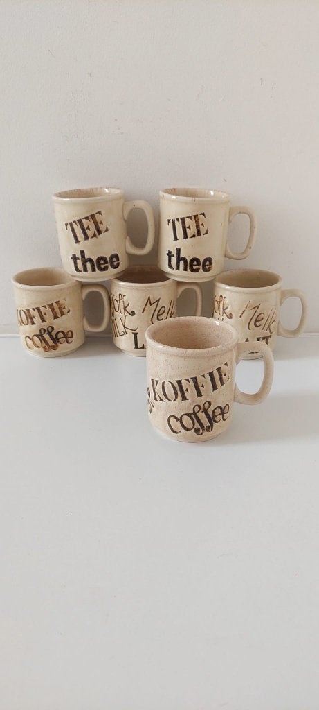 Complete set 6 vintage 'Milk' mokken WP Engeland jaren 70, Eu, Overige merken, Eu, Vintage