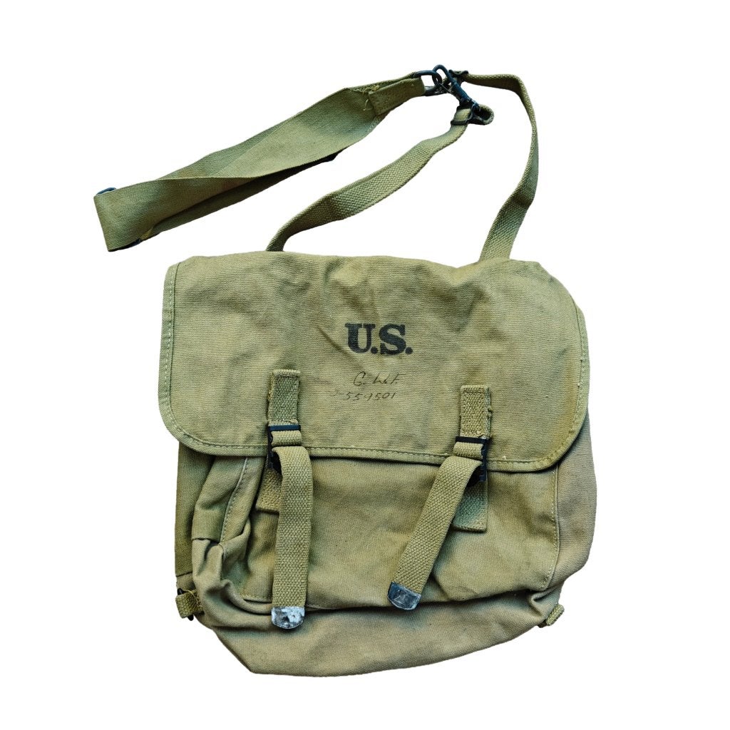 WWII US Musette Bag With Strap 1943 Named Air Force, Ophalen of Verzenden, Luchtmacht, Amerika