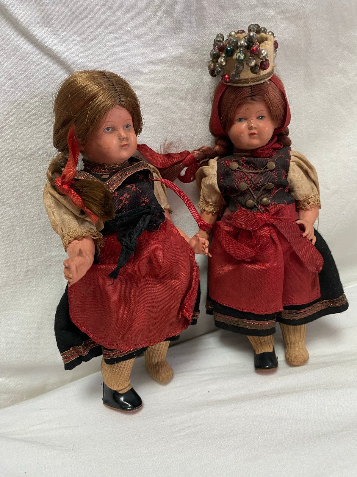 Oude celluloid popjes in klederdracht - Vintage poppen, Ophalen of Verzenden, Gebruikt, Pop