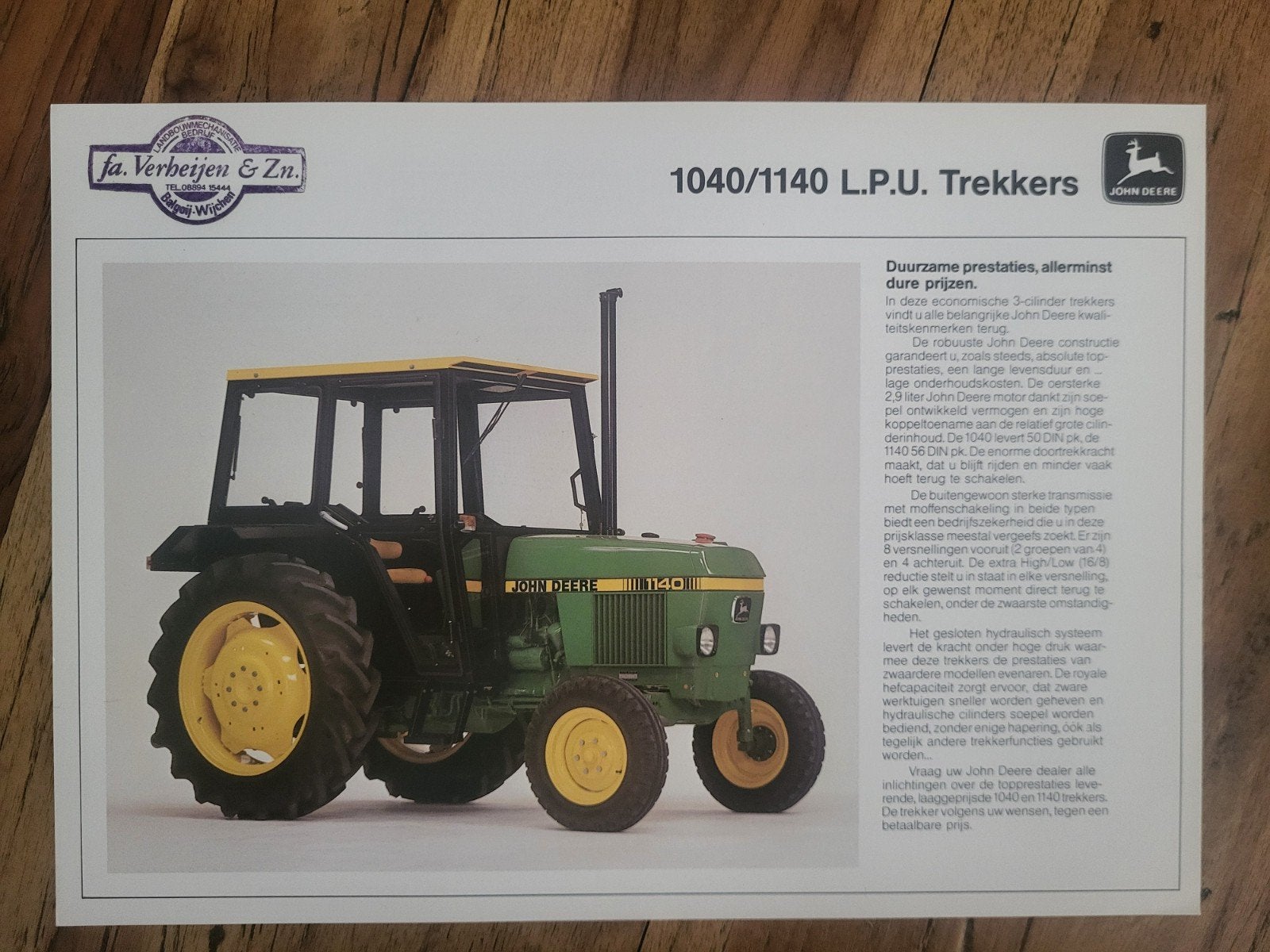 tractor folder John Deere 1040/1140 L.P.U. trekkers, Boeken, Catalogussen en Folders, Ophalen of Verzenden, Zo goed als nieuw