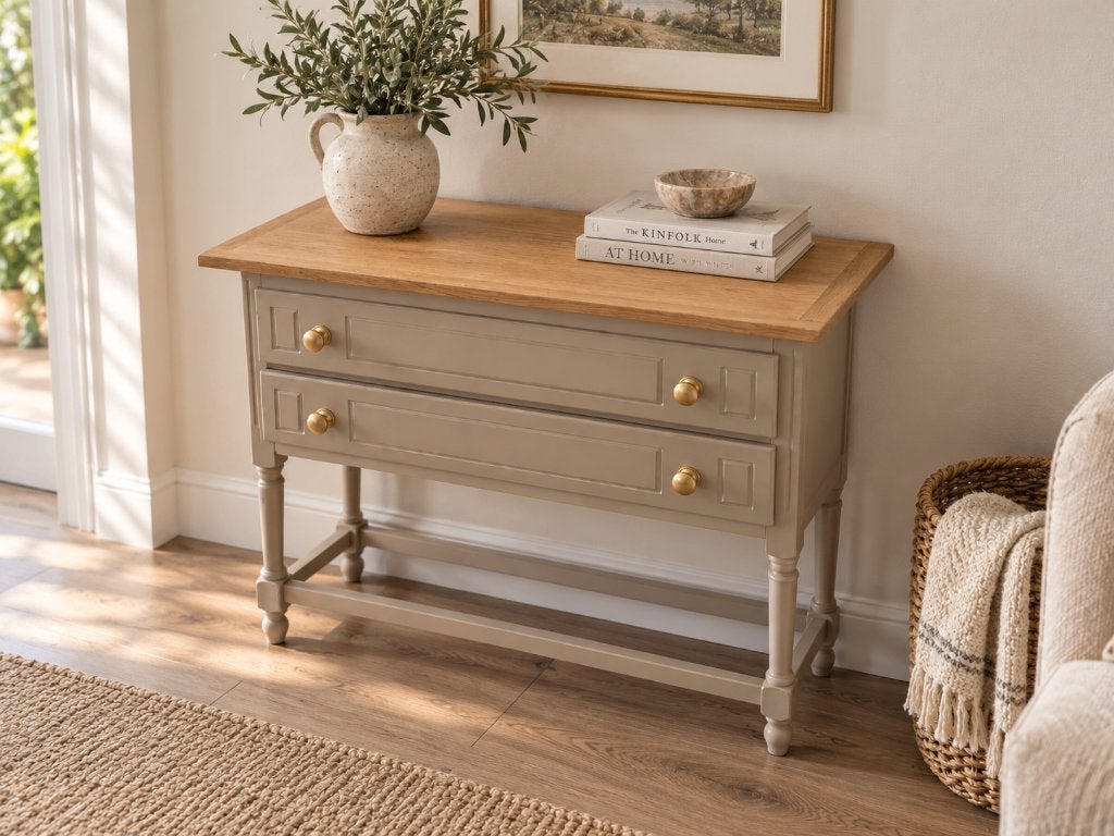 Gerestylede vintage ladekast / sidetable, Huis en Inrichting, Ophalen, 1 of 2 laden, 50 tot 100 cm, Zo goed als nieuw