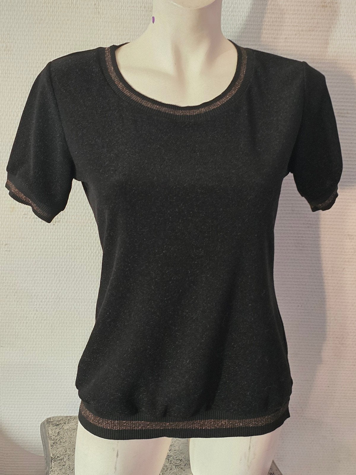 Musthaves by Elja T-shirt met glitters maat S/M, Zwart, Musthaves by Elja, Ophalen of Verzenden, Korte mouw