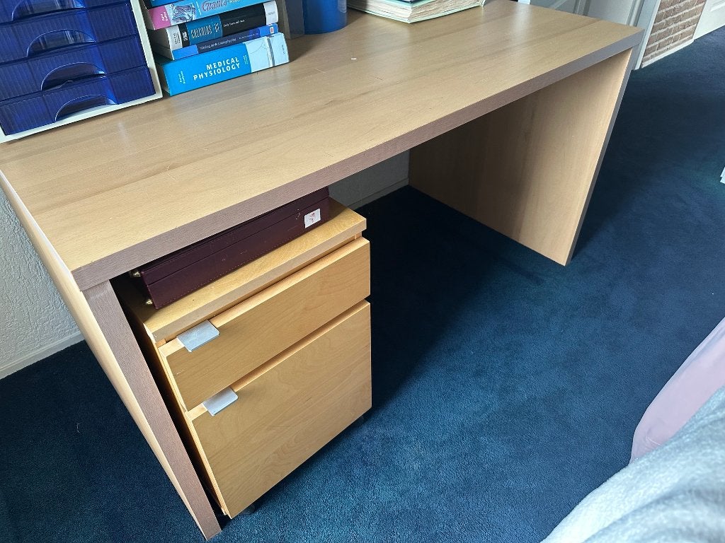 Bureau met ladenblok, Huis en Inrichting, Bureaus, Ophalen, Demontabel, Gebruikt, Scandinavisch