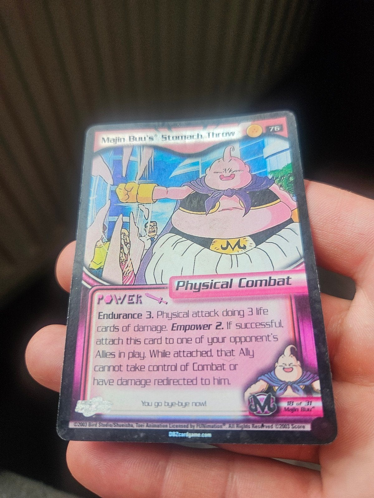 Dragon Ball Z Majin Buu's Stomach Throw Kaart foil, Ophalen of Verzenden, Gebruikt, Losse kaart, Foil