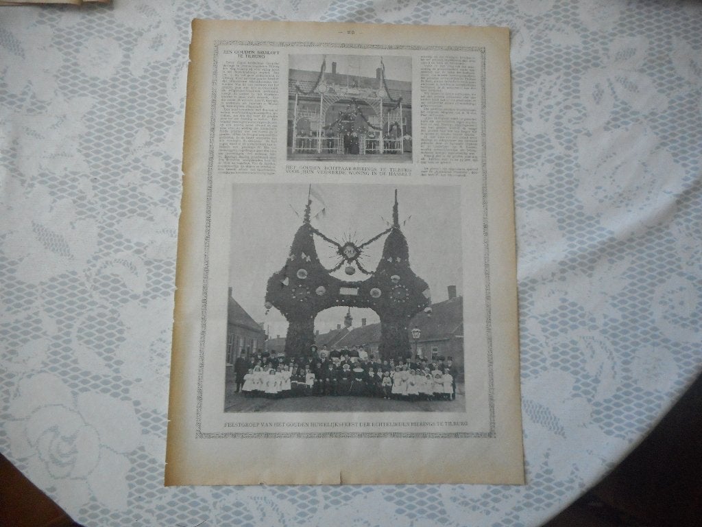 Tilburg. Gouden huwelijksfeest Fa. Bierings. 1909., Verzamelen, Ophalen of Verzenden, Voor 1920, Nederland, Knipsel(s)