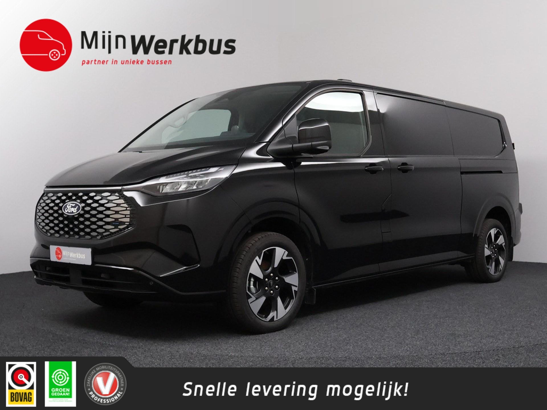 Ford E-Transit Custom 340 L2H1 Limited 71 kWh | ACC | 360°, Automaat, 470 min, Zwart, 218 pk