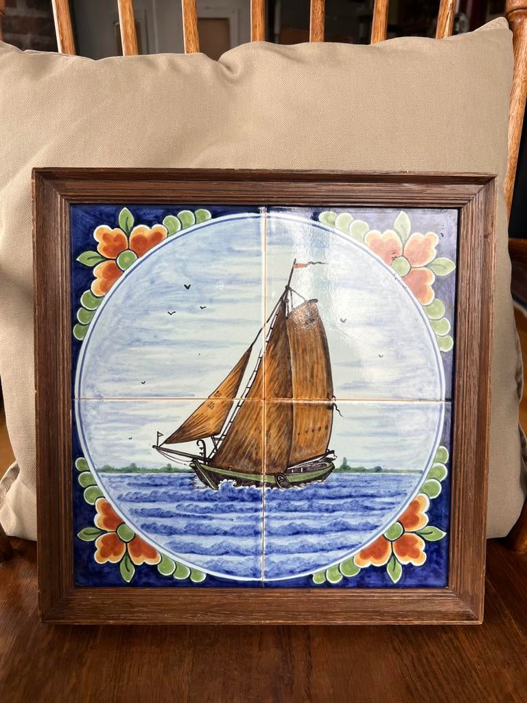 HANDWERK Siertegel Tableau ALTENA WORKUM Hoogaars Zeilschip, Ophalen of Verzenden
