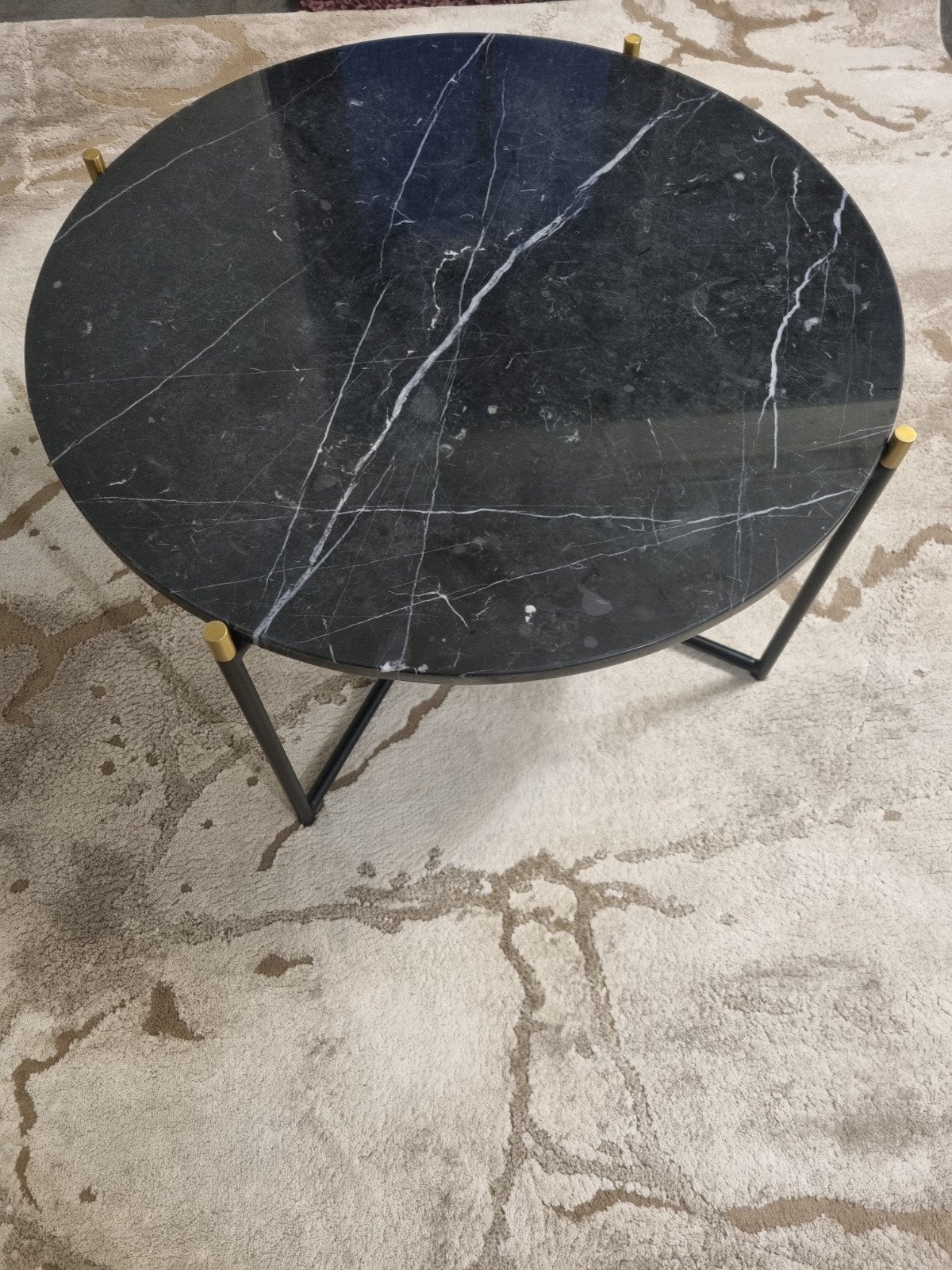 Ronde salontafel met zwart marmeren blad, Ophalen, 50 tot 100 cm, Overige materialen, Rond