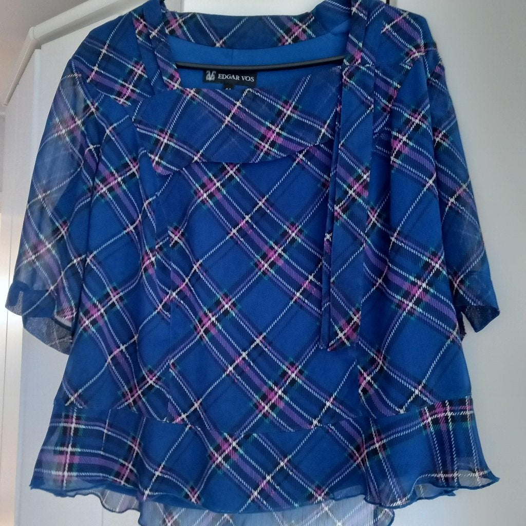 blouse Edgar Vos, Kleding | Dames, Blauw, Maat 42/44 (L), Zo goed als nieuw, Edgar Vos