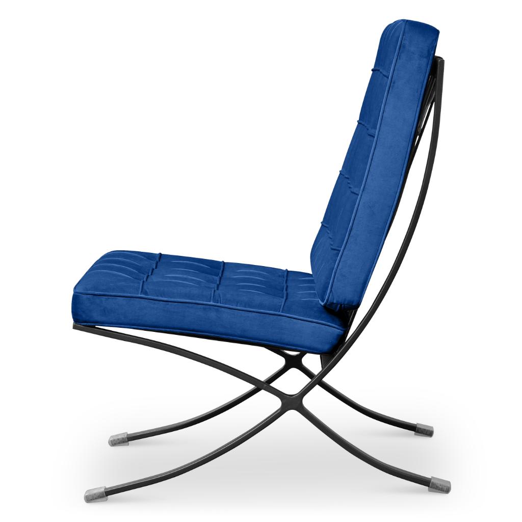 Paviljoen Fauteuil + Voetenbank | Blauw Velvet | Uitverkoop, Ophalen, Info@caveldesign.com, Minder dan 75 cm, 7775PB