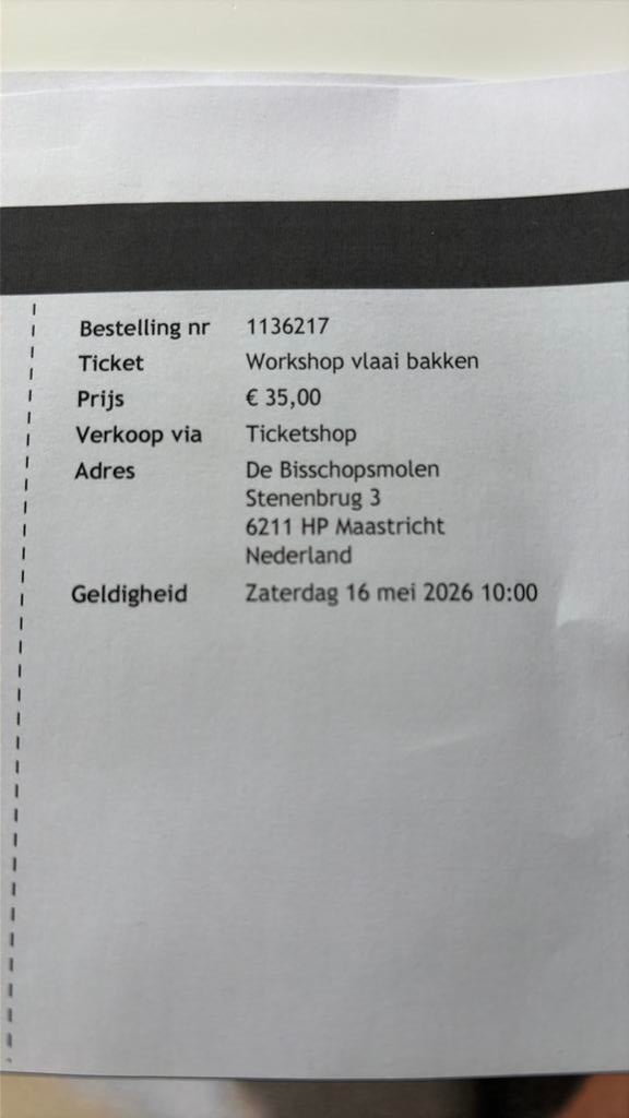 Workshop vlaai bakken as zaterdag bisschopsmolen maastricht, Ophalen of Verzenden, Zo goed als nieuw, Taarten of Cupcakes, Bakvorm