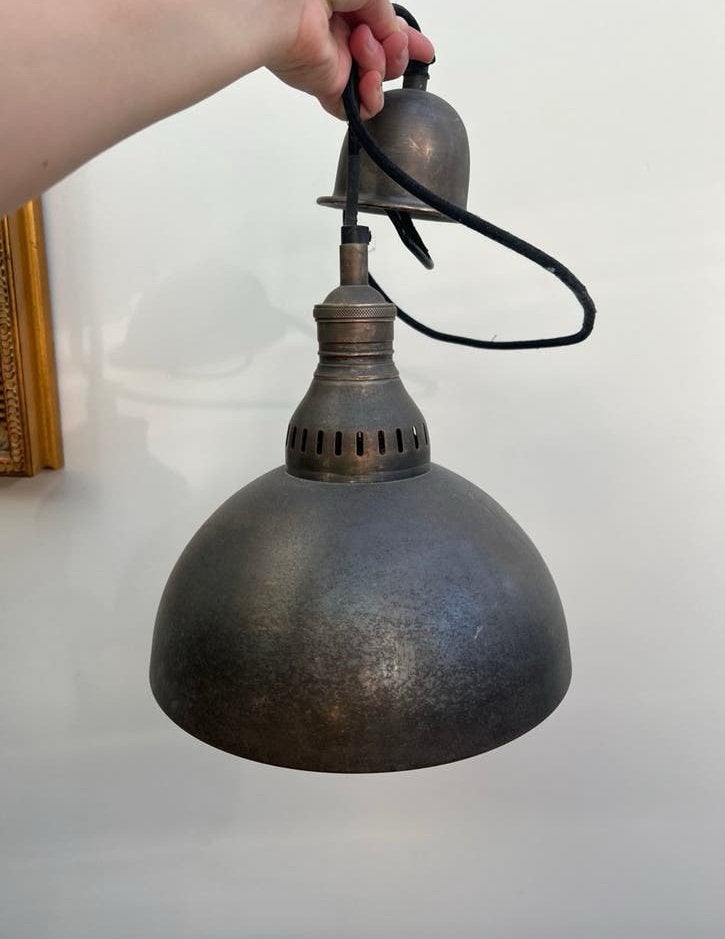 Set van 2 industriële hanglampen, bronskleurig, Ophalen of Verzenden