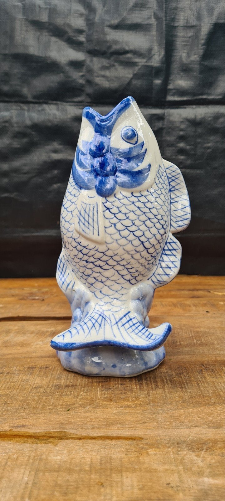 Vintage Delfts Blauw Keramische Vis Decoratie, Ophalen of Verzenden