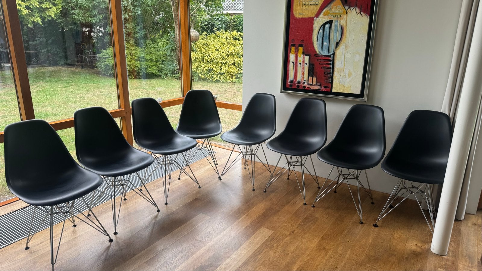 8x Vitra Eames DSR Plastic Side Chairs Stoel - Zwart, Gebruikt, Zwart, Design, Ophalen of Verzenden