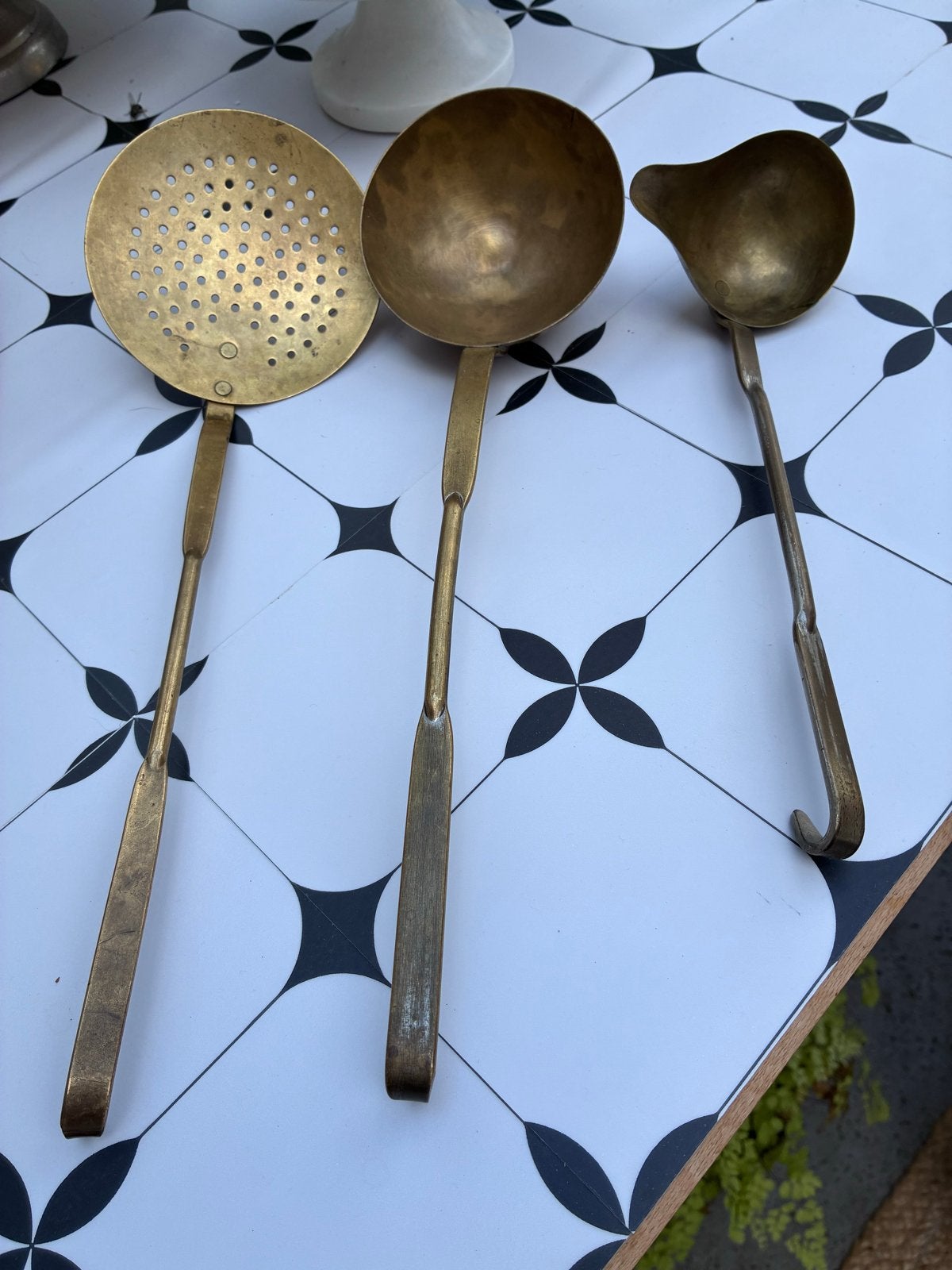 Antieke koperen pollepel set, Ophalen of Verzenden