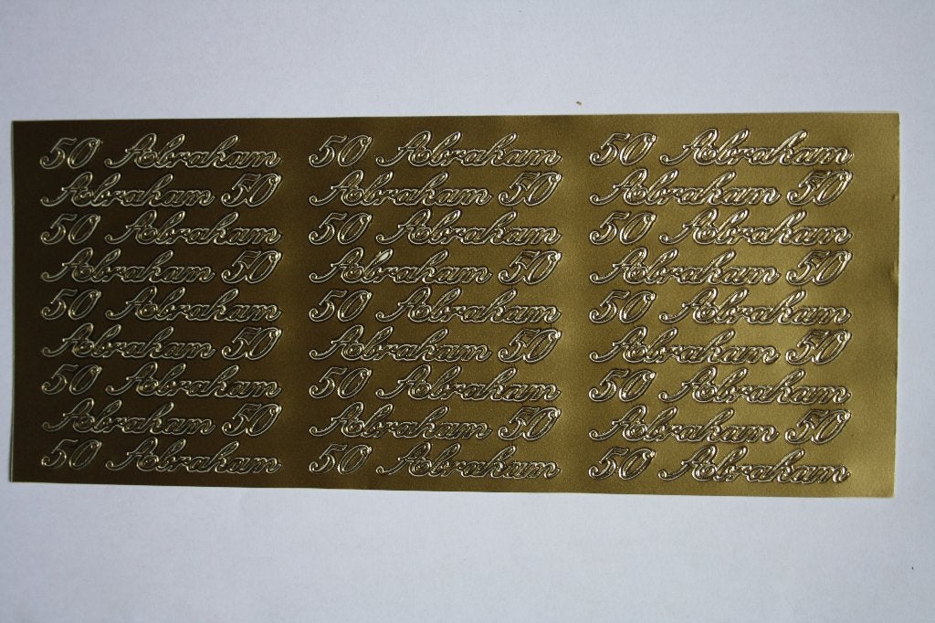 25 st. Sierstickers 50 abraham goudkleur 8613, Hobby en Vrije tijd, Ophalen of Verzenden, Nieuw, Man of Vrouw, Overige typen