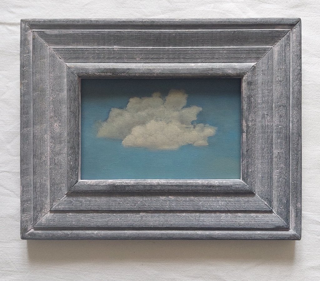 Schilderij met Zomerse Wolkenlucht - Olieverf, Paneel, Realistisch, Landschap, Olieverf