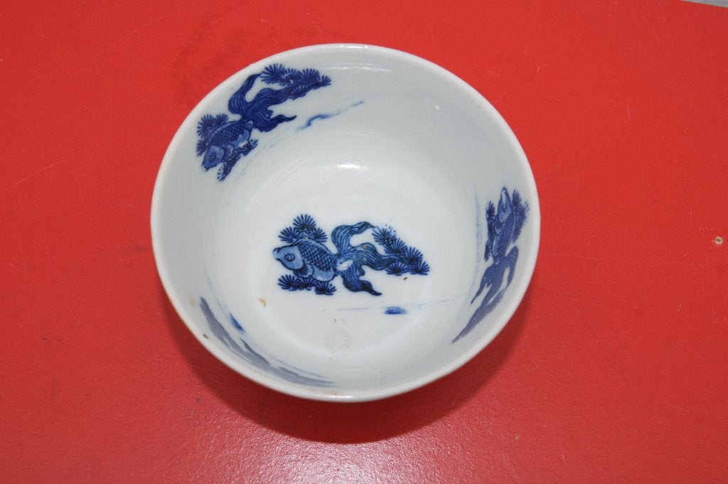 Chinese kom blauw wit  Vissen decor, Ophalen of Verzenden