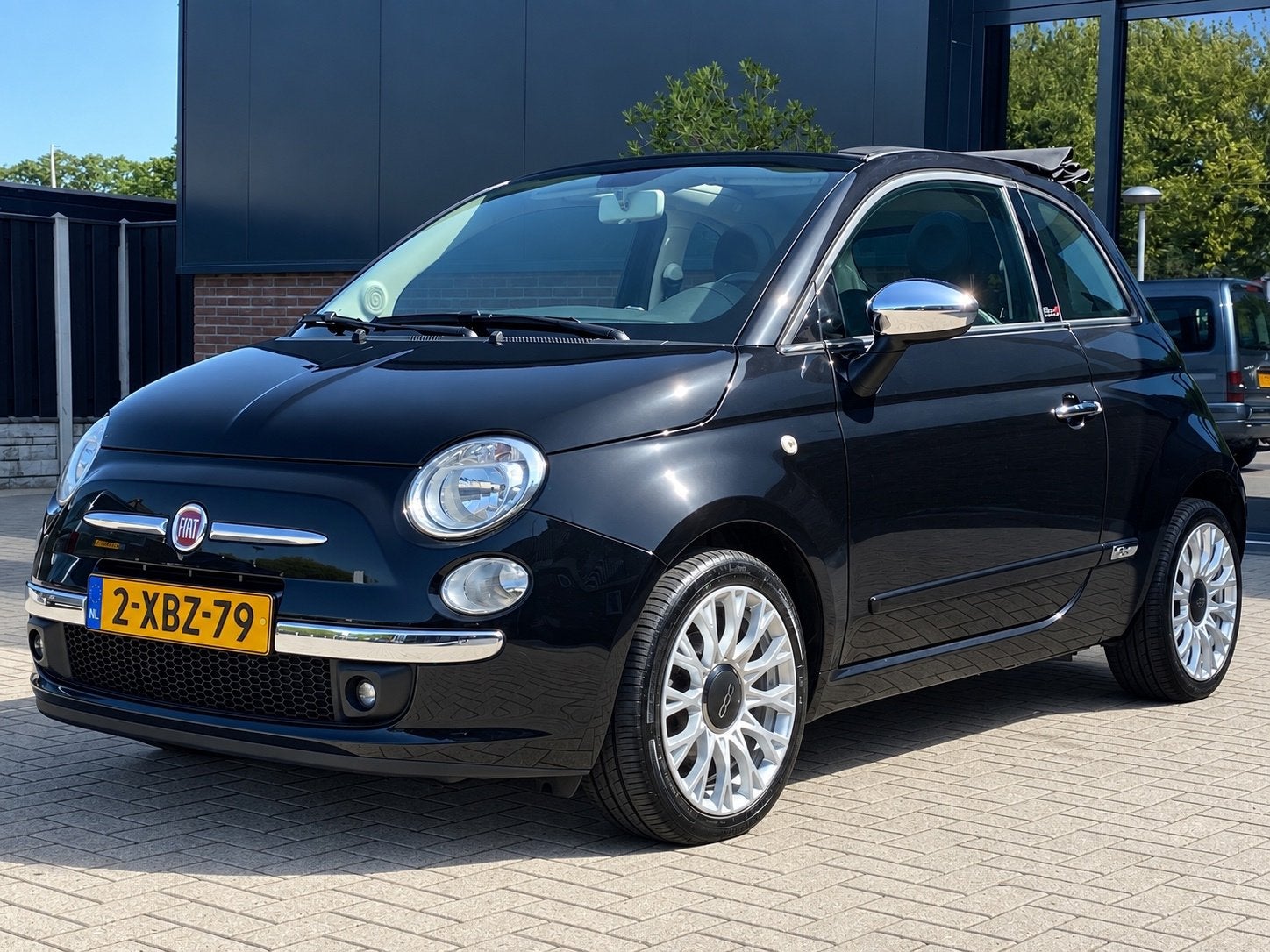 Fiat 500 C 0.9 TwinAir Turbo Lounge NIEUWSTAAT N.A.P. 1e EIG, Gebruikt, Cabriolet, Leder en Stof, Zwart