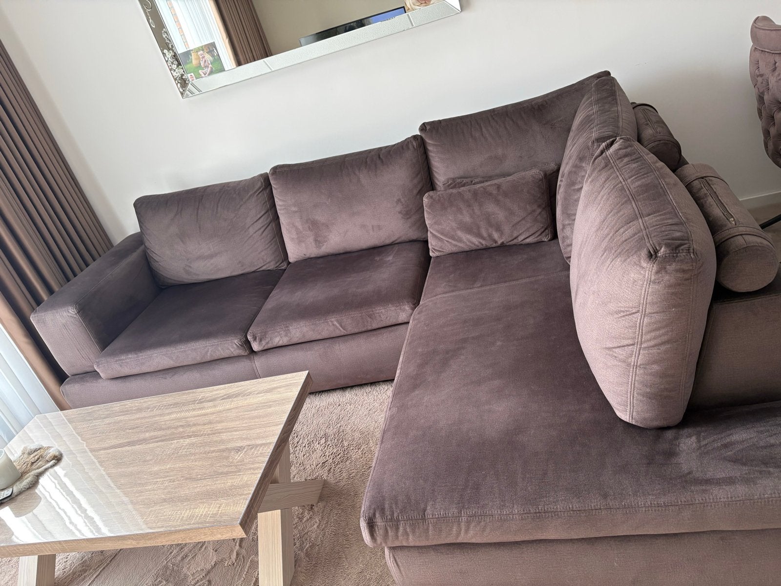 Hoekbank 290x210 velvet, Ophalen, Zo goed als nieuw, Vierpersoons of meer