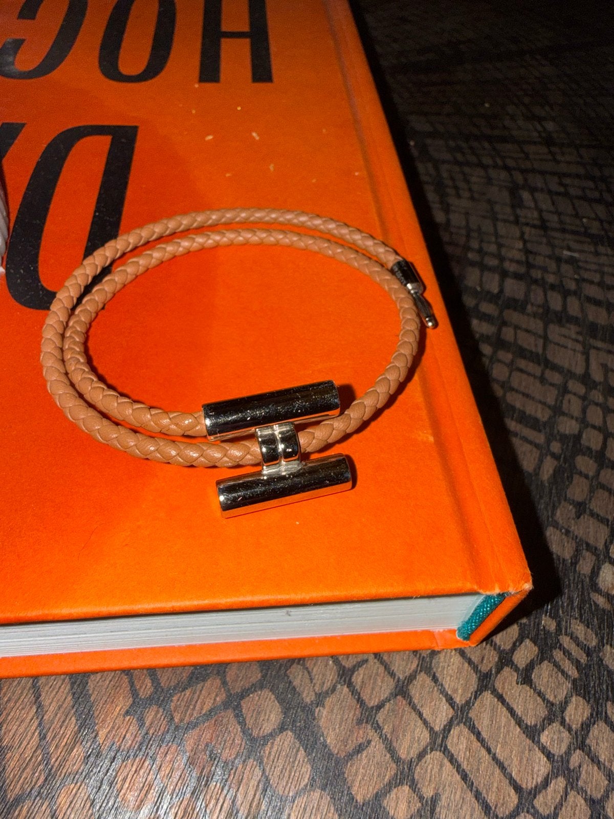Hermès Tournis Tressé armband – cognac/bruin, Ophalen of Verzenden, Gebruikt, Bruin, Leer