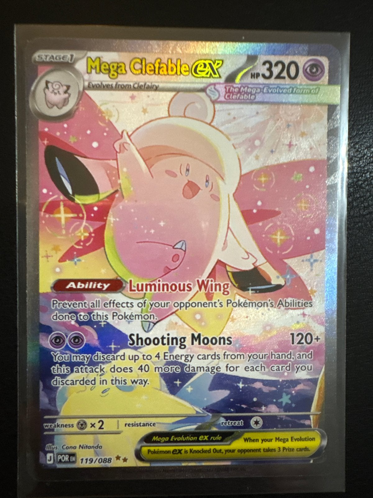 SIR Mega Clefable EX POR 119/088 Perfect Order, Ophalen of Verzenden, Zo goed als nieuw, Losse kaart, Foil