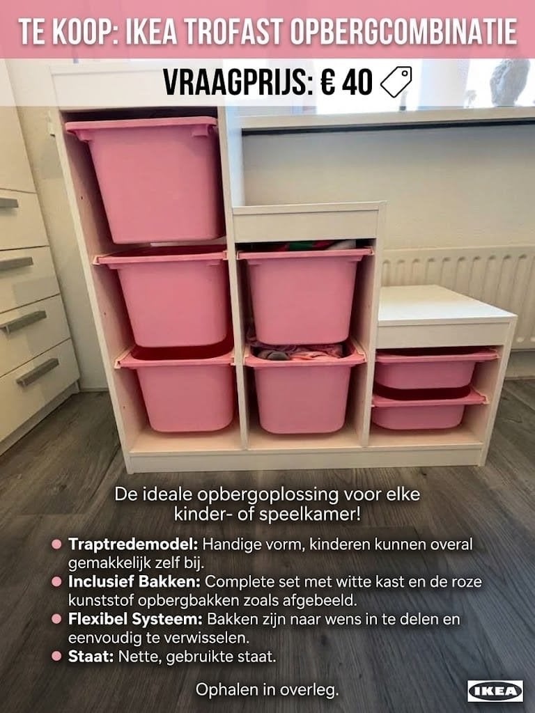 IKEA Trofast Opbergcombinatie met Roze Bakken, Ophalen of Verzenden, Zo goed als nieuw, Kast