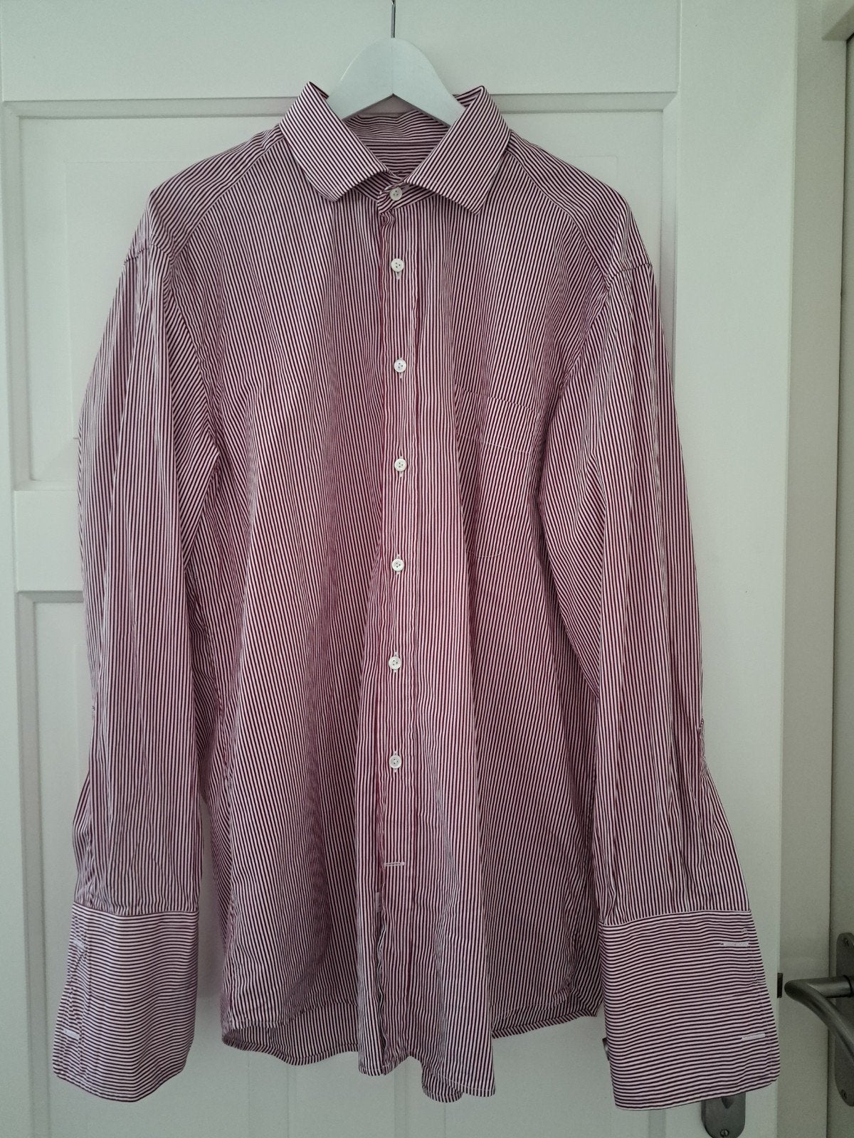 Van Laack Royal overhemd, rood/wit gestreept, maat 44, Kleding | Heren, Ophalen of Verzenden, Zo goed als nieuw, Halswijdte 43/44 (XL)