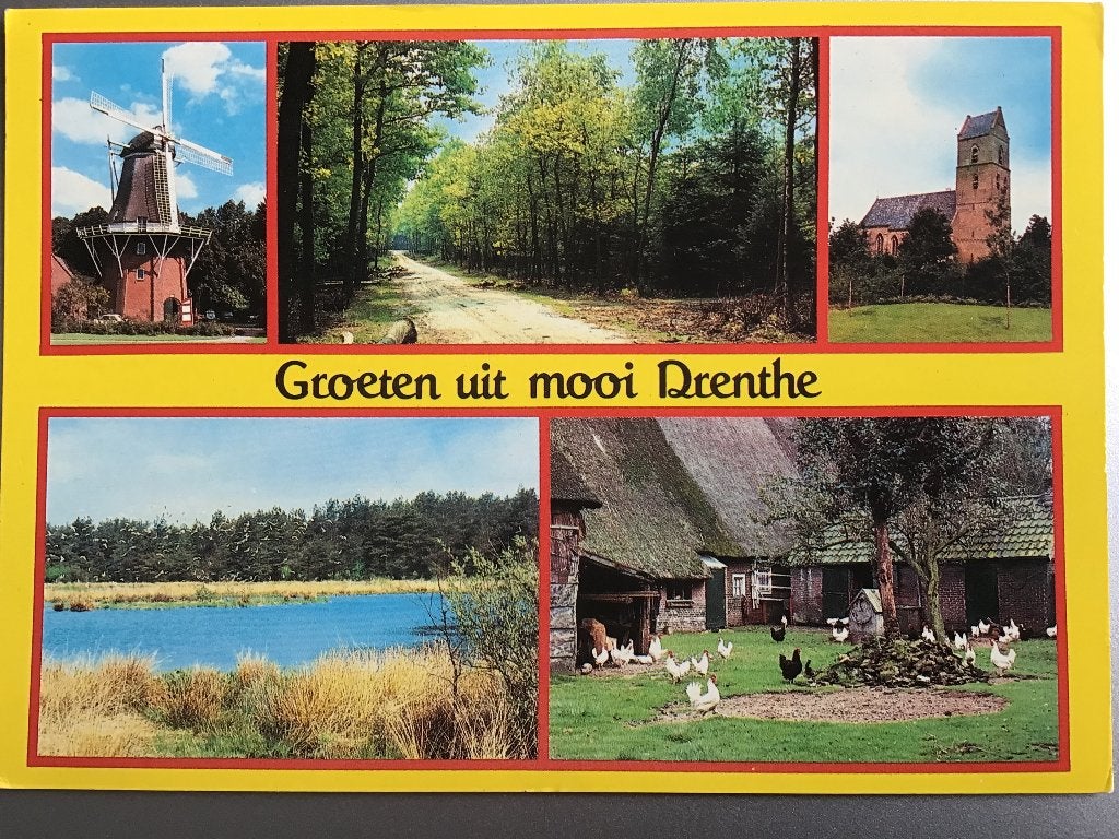 Ansichtkaart Groeten uit mooi Drenthe - gelopen 1983, Ophalen of Verzenden, 1980 tot heden, Gelopen, Drenthe