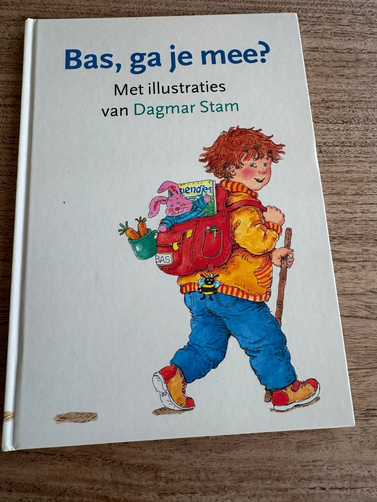 Bas, ga je mee? Prentenboek met illustraties van Dagmar Stam, Ophalen of Verzenden, Zo goed als nieuw, Prentenboek