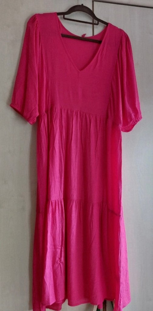 By jeltje wibra jurk jurkje roze fuchsia paars 50 52, Verzenden, Gedragen, Roze, Jurk