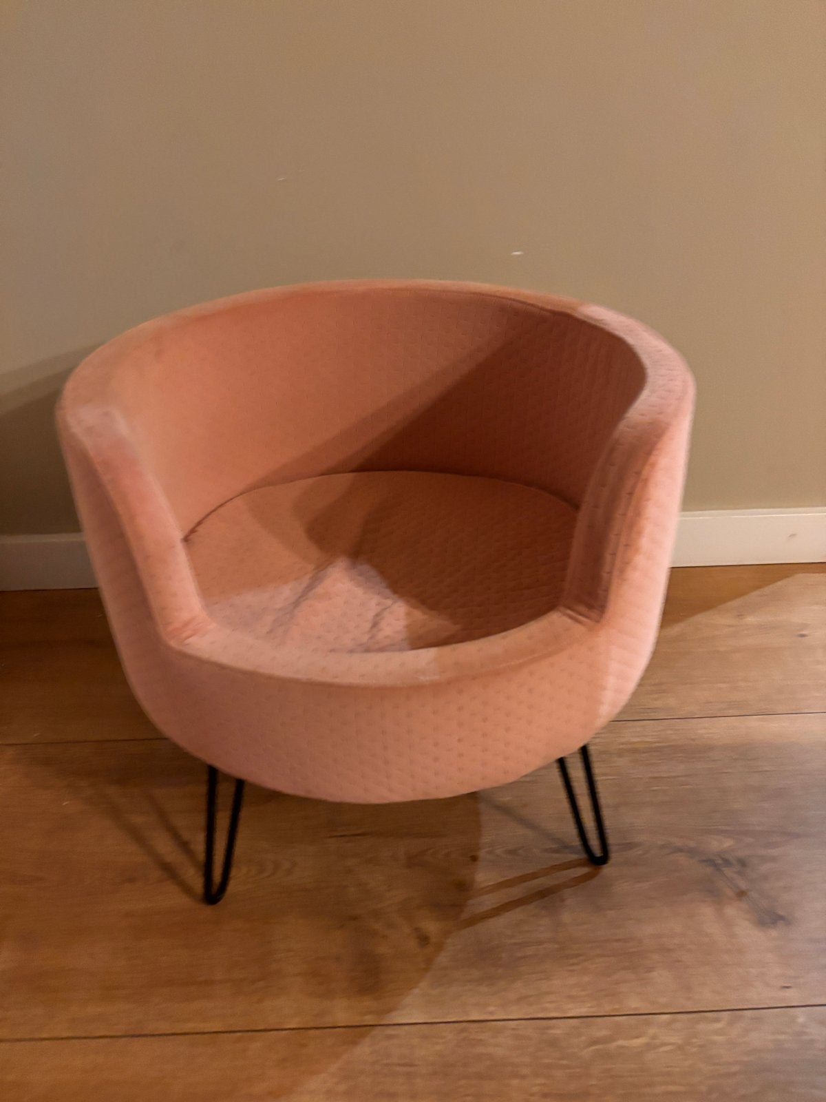 Kleine roze fluwelen fauteuil - 45x50 cm, Gebruikt, Overige kleuren, Ophalen of Verzenden, Eén