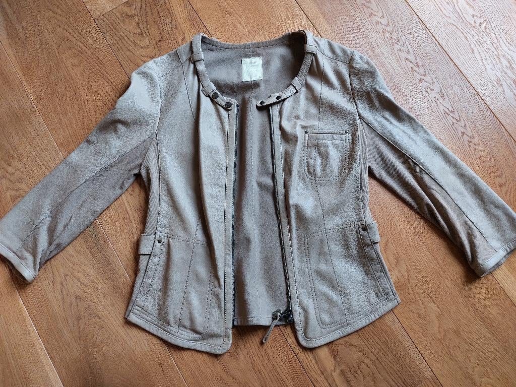 Prachtig leren jasje Marc Cain, Kleding | Dames, Maat 38/40 (M), Beige, Ophalen of Verzenden, Zo goed als nieuw