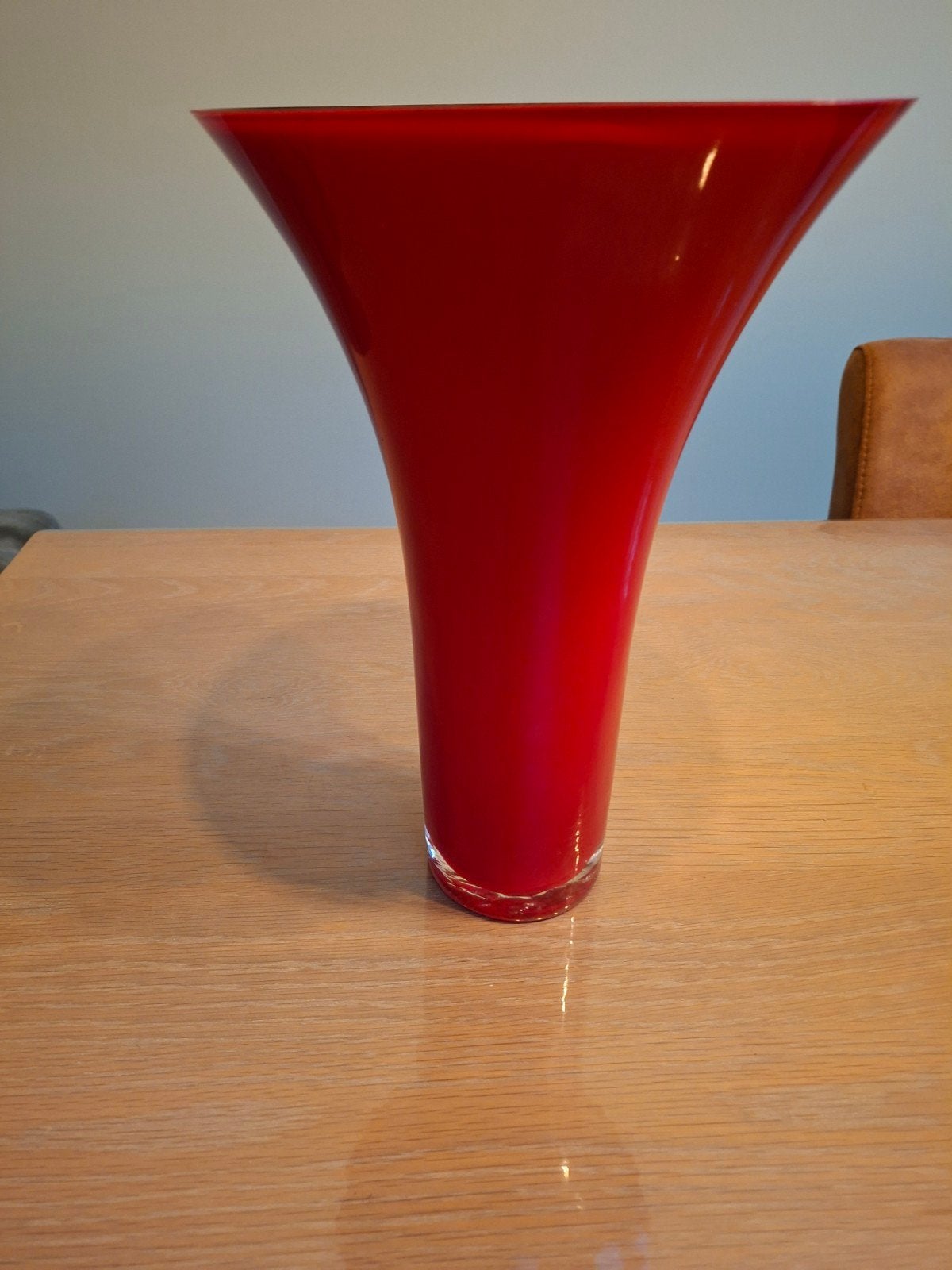 Handgeblazen Murano Art Glass Trompetvaas Rood, Ophalen