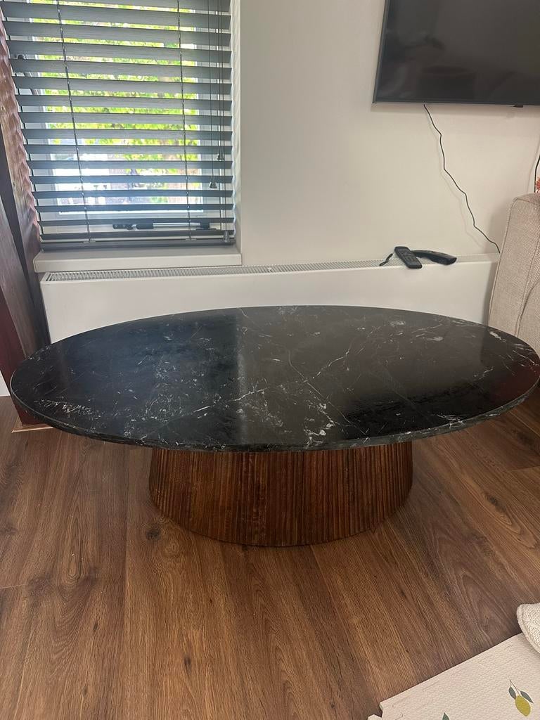 Elegante salontafel met zwart marmeren blad, Ophalen, Overige materialen, 100 tot 150 cm, 50 tot 100 cm