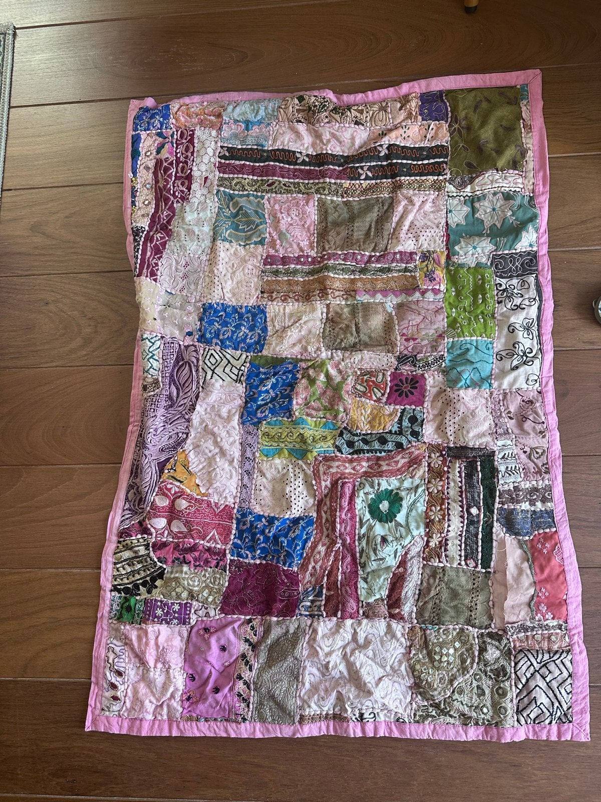 Patchwork deken/kleed - 46x32 inch - Meerkleurig, Meerkleurig, Boho, Ophalen of Verzenden, Zo goed als nieuw