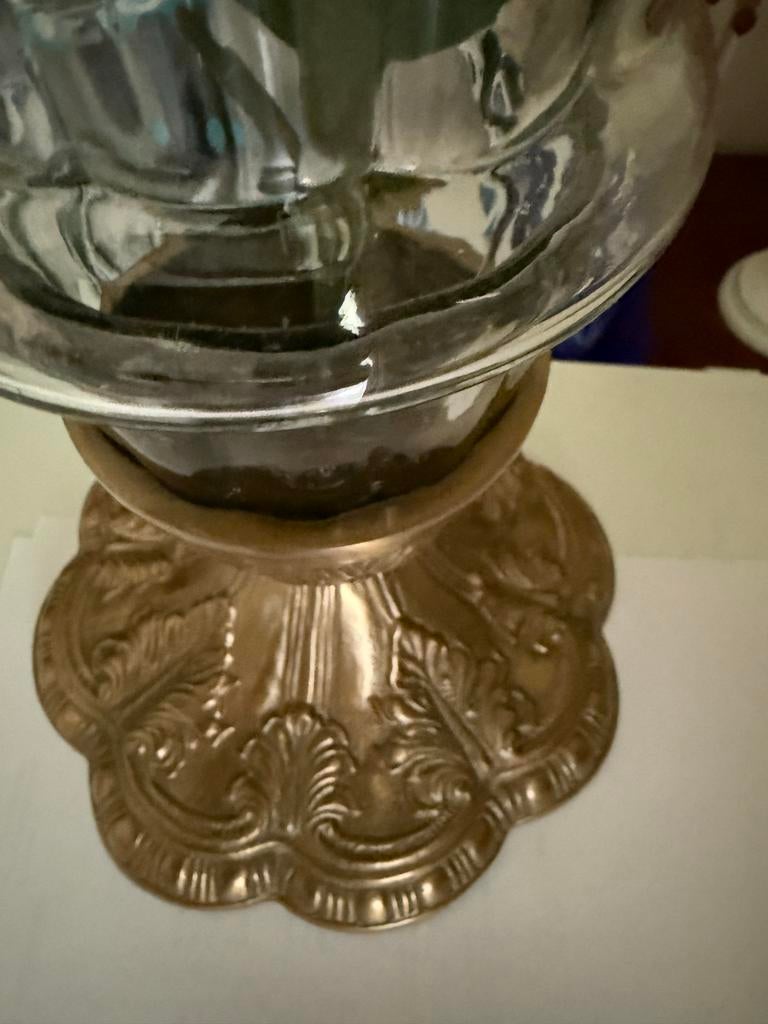 Set van 2 glazen vazen met gouden voet, Ophalen of Verzenden