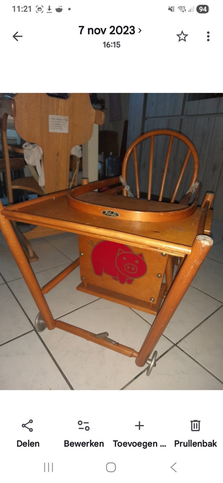 Antieke/vintage kinderstoel, Ophalen, Gebruikt, Overige typen, Gordel(s)
