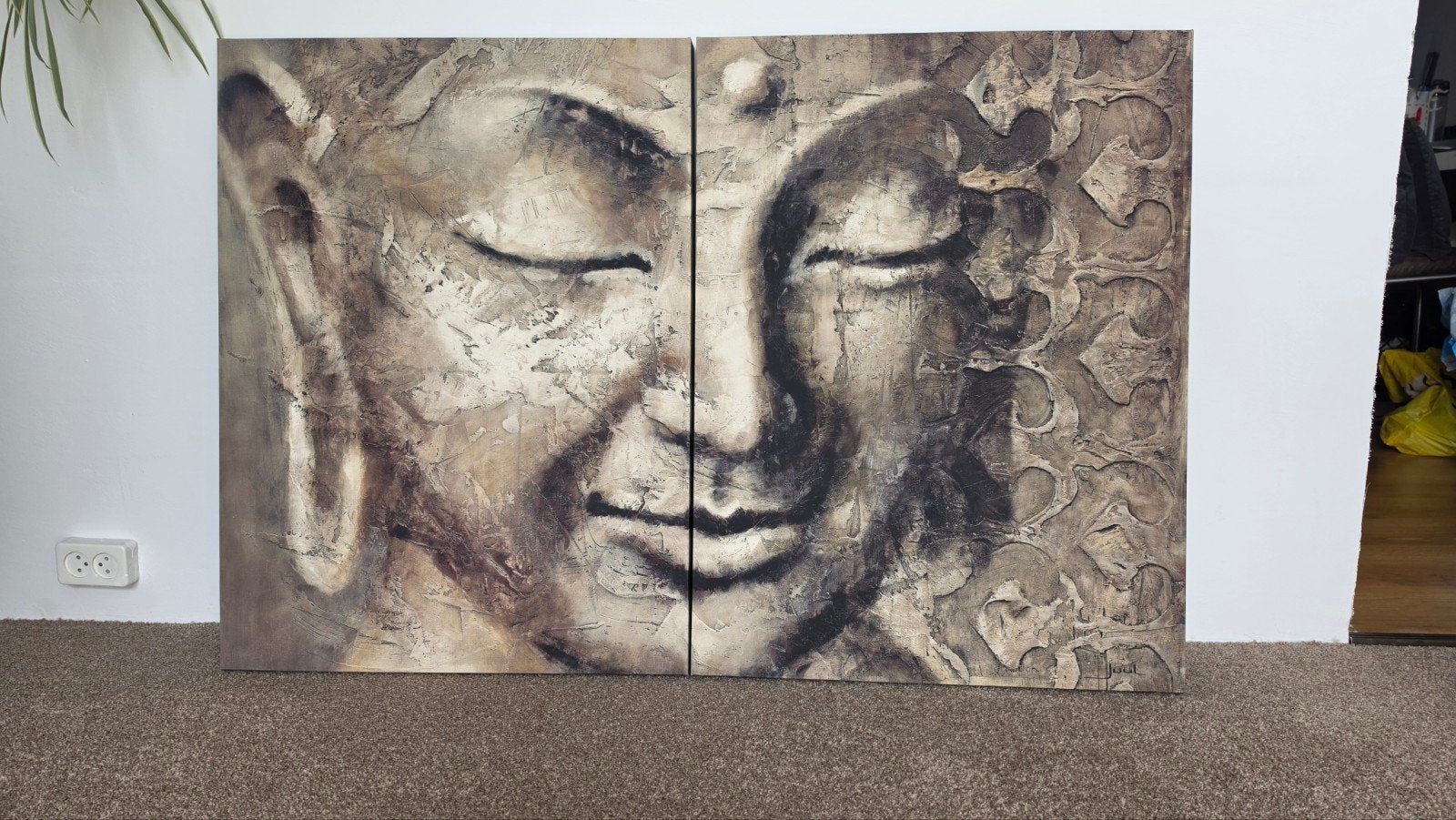 Twee luik Boeddha schilderij van Juul - 80x60 cm per stuk, Ophalen